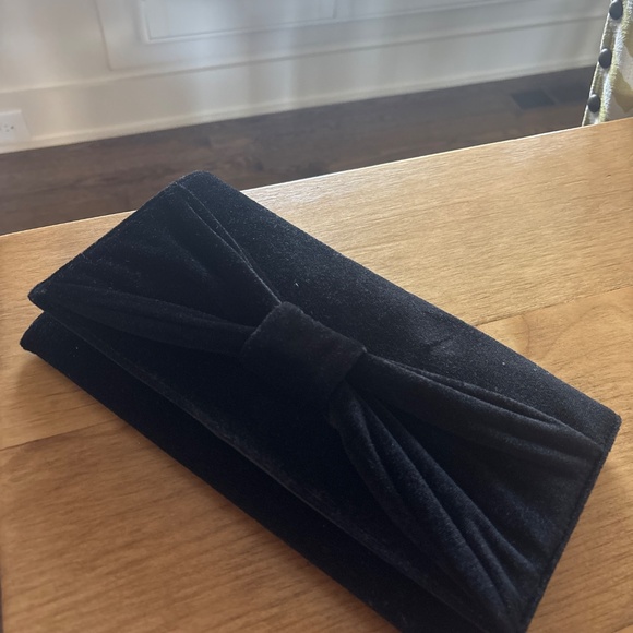 Talbots black velvet bow clutch crossbody bag holiday evening - Picture 7 of 7